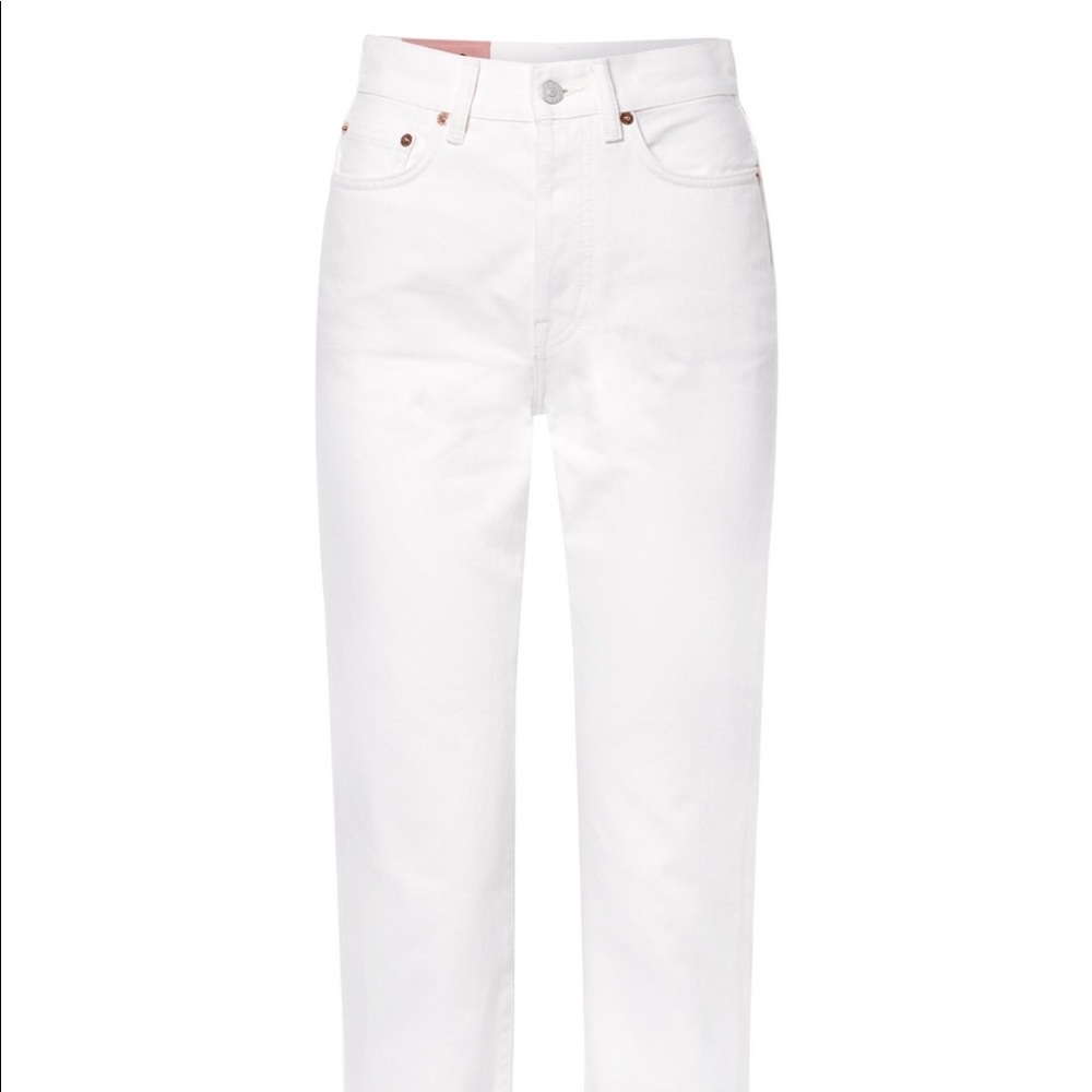 Acne Mece Cropped High Rise White Jeans